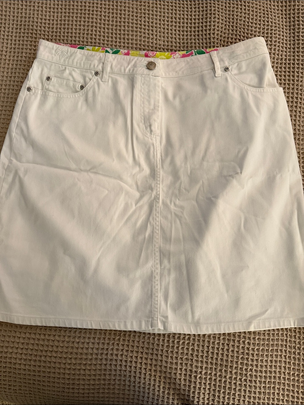 Lilly Pulitzer White A-Line Skirt with Colorful Waistband